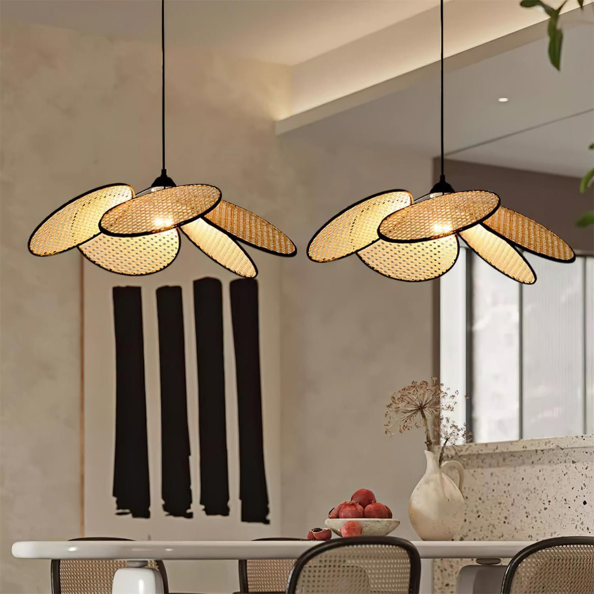 Vemarora lámpara colgante Premium elegancia Petals de ratán con tejido