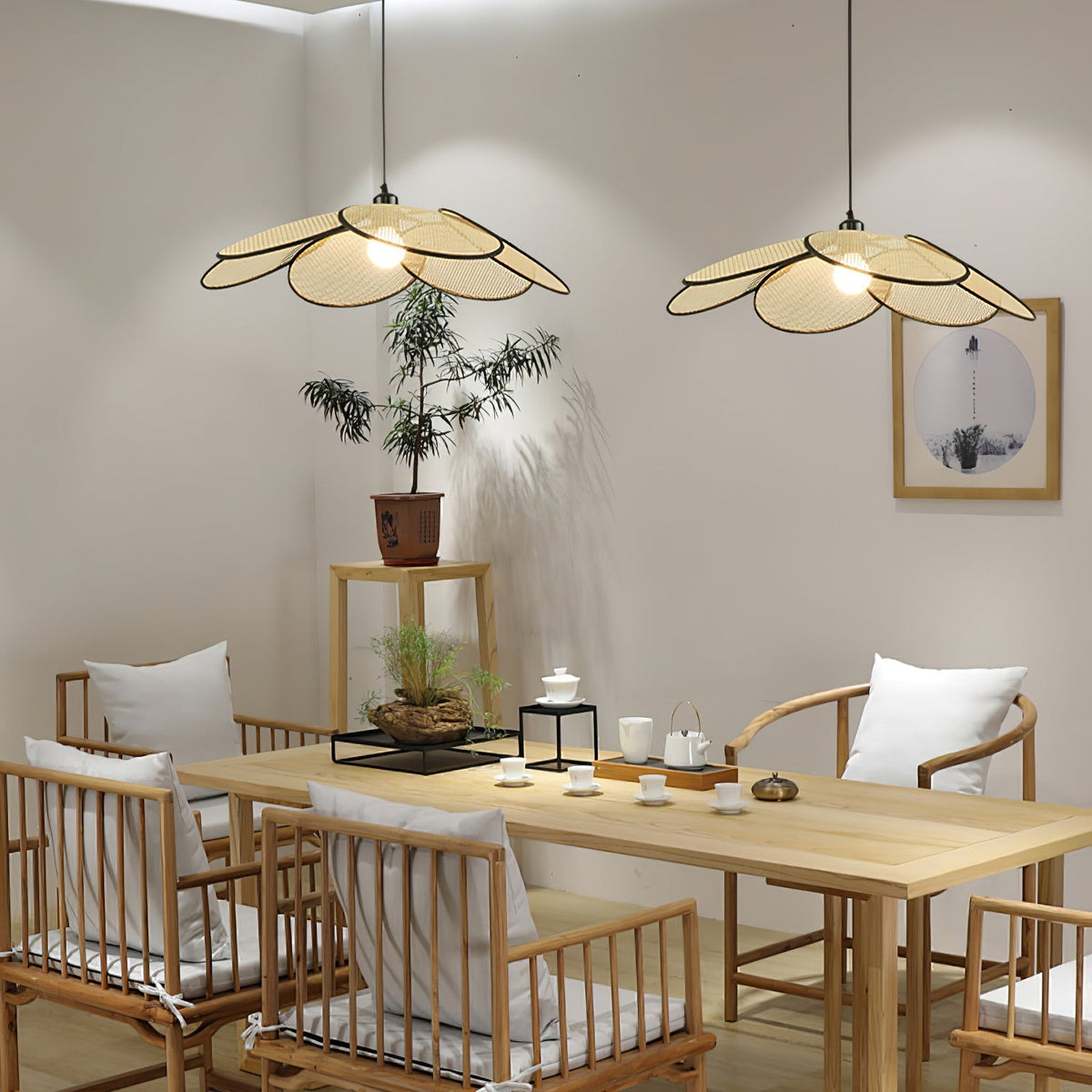Vemarora lámpara colgante Premium elegancia Petals de ratán con tejido