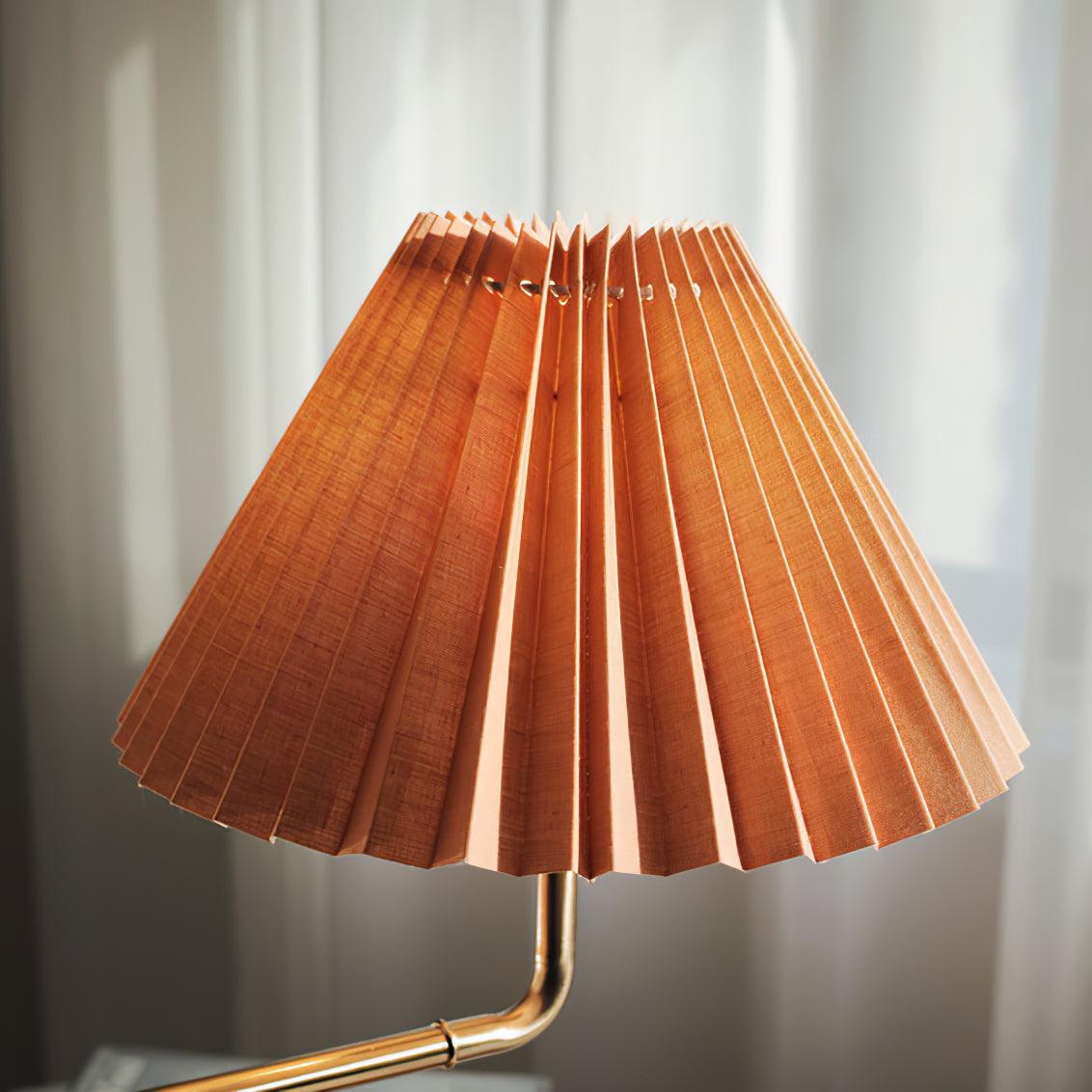 Rinenina lámpara de mesa de madera y tejido vintage