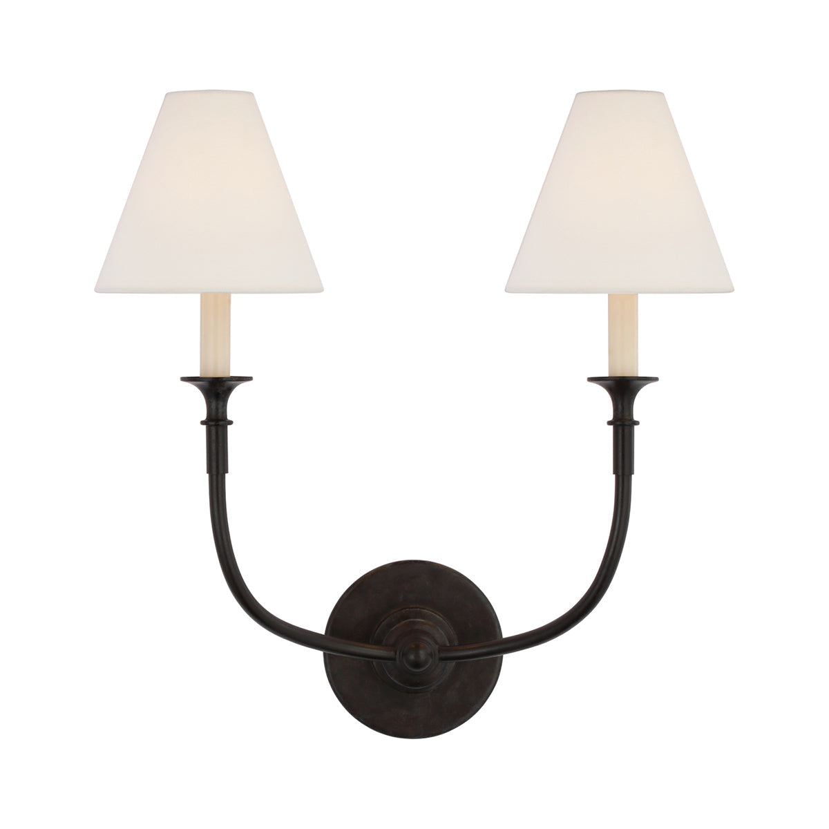 Silva Lámpara de Pared Vintage de Tela con Brazo de Negro/Blanco/Látón