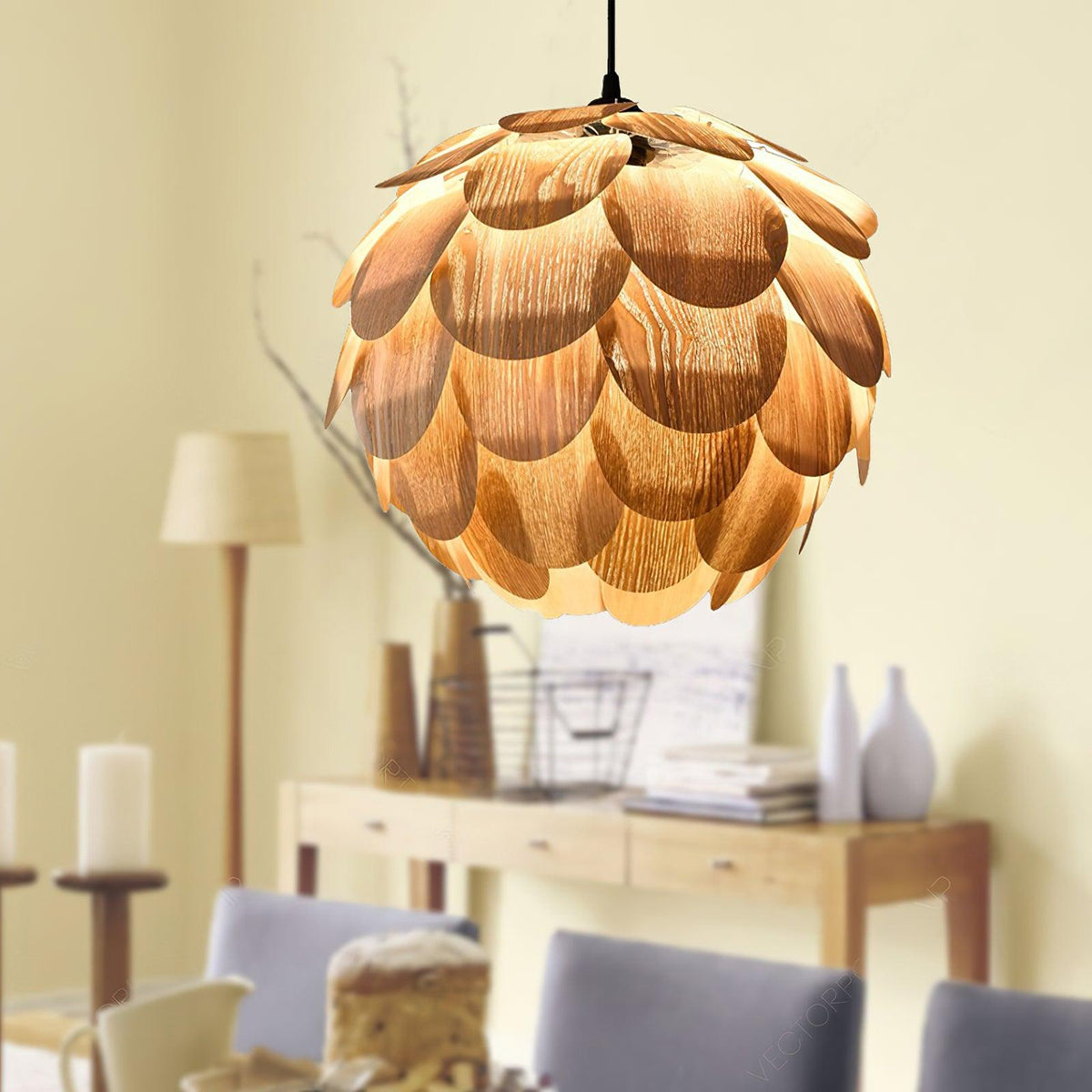 Wlara lámpara colgante moderna de madera