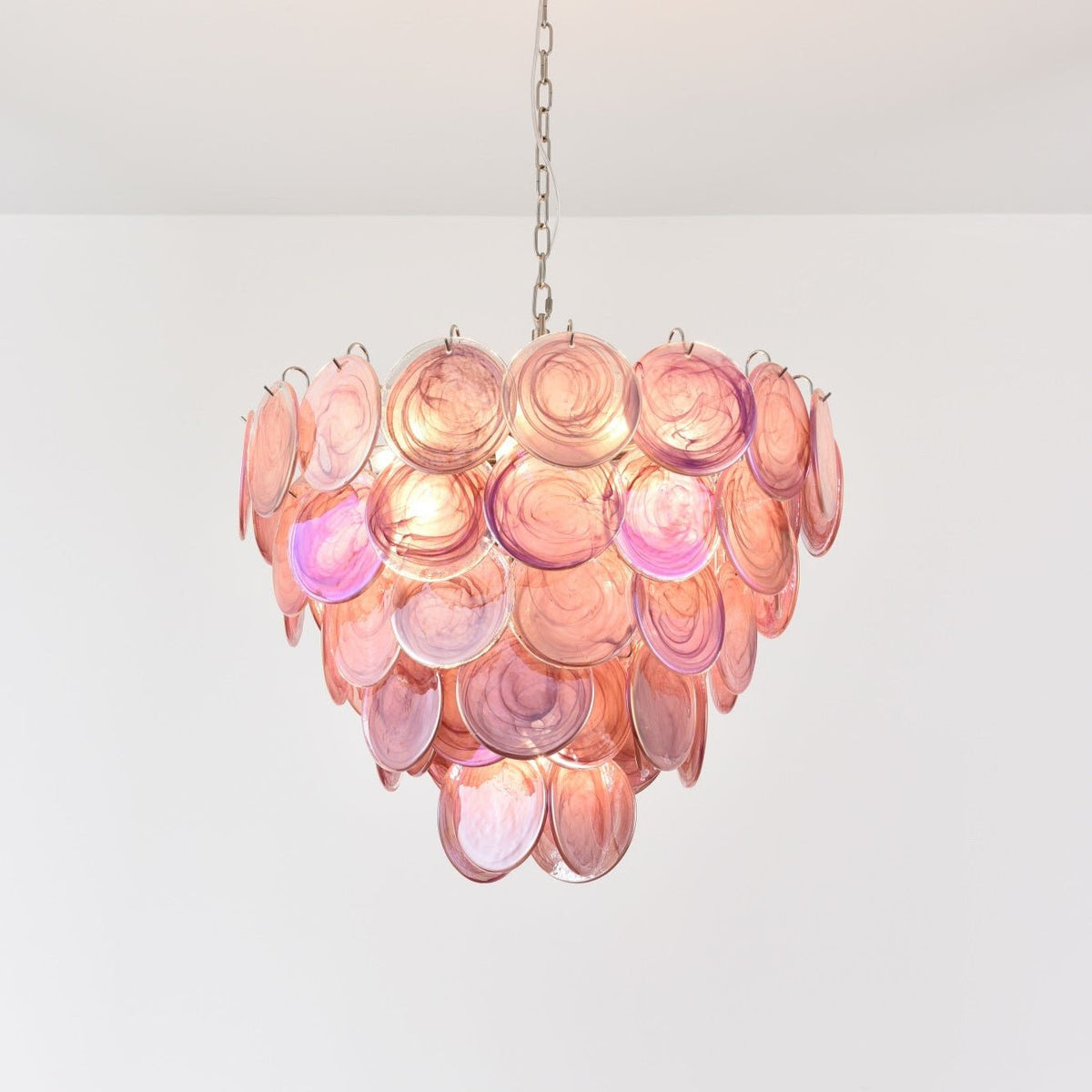 Ault lámpara de araña rosa Murano Disc Layered Contemporary