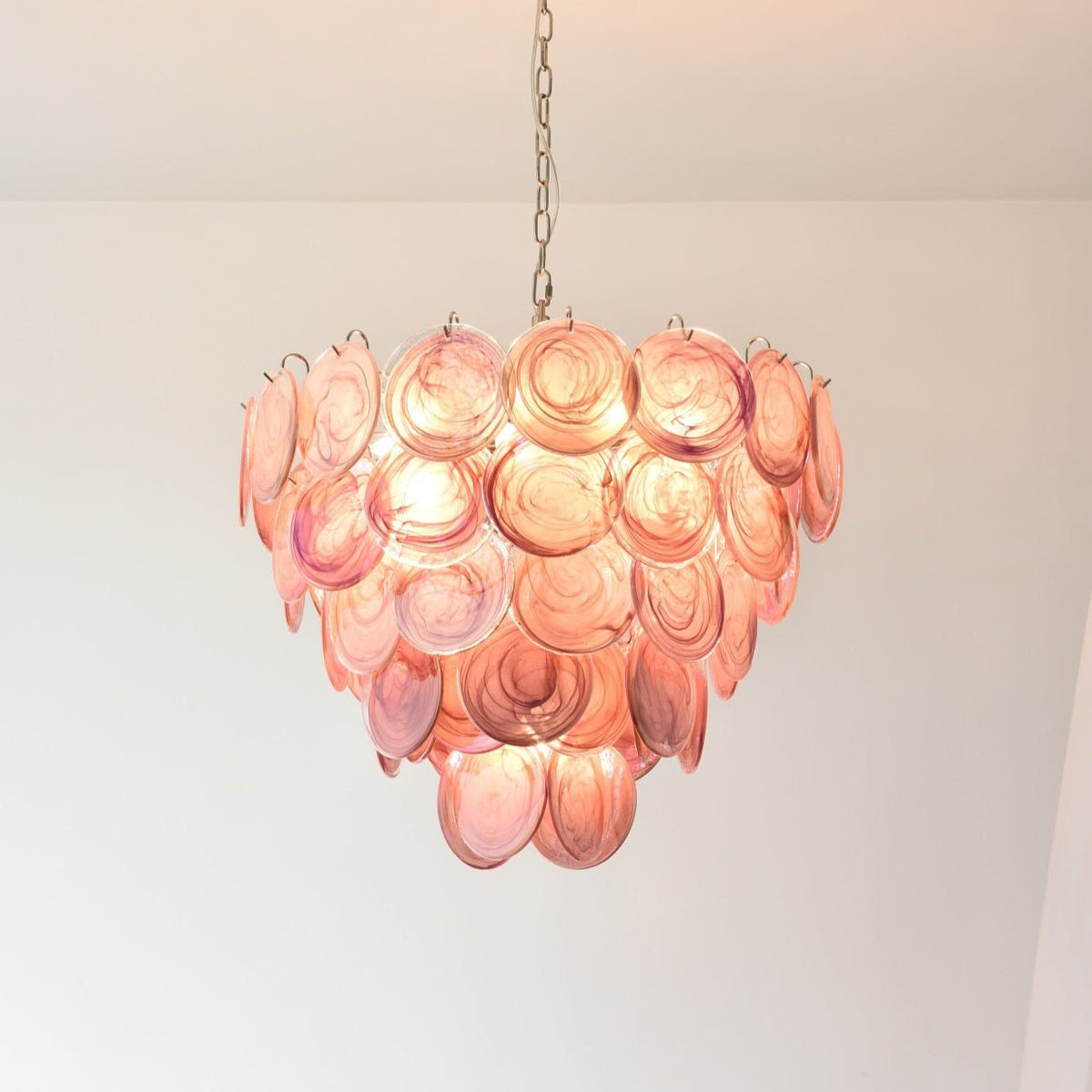 Ault lámpara de araña rosa Murano Disc Layered Contemporary