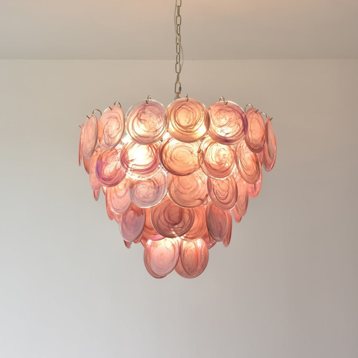 Ault lámpara de araña rosa Murano Disc Layered Contemporary