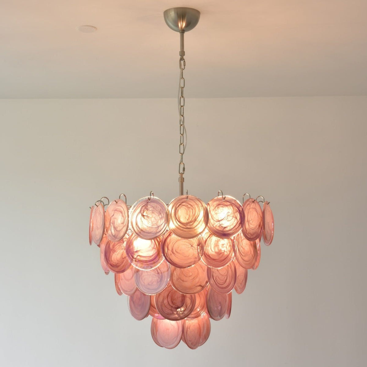 Ault lámpara de araña rosa Murano Disc Layered Contemporary