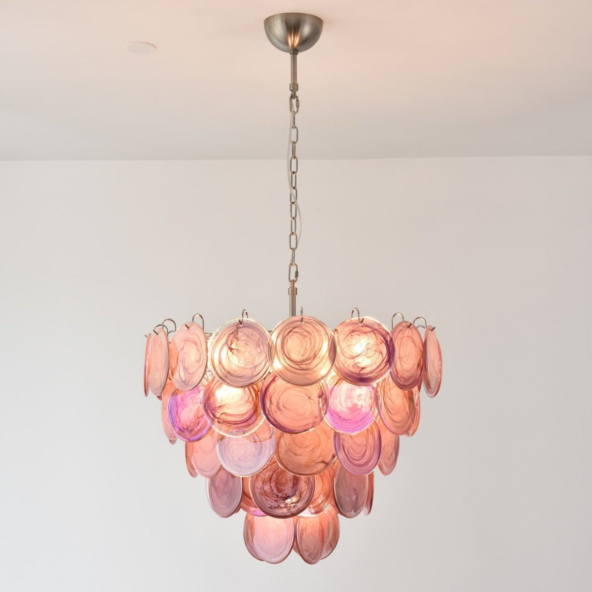 Ault lámpara de araña rosa Murano Disc Layered Contemporary