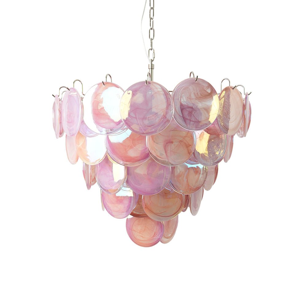 Ault lámpara de araña rosa Murano Disc Layered Contemporary