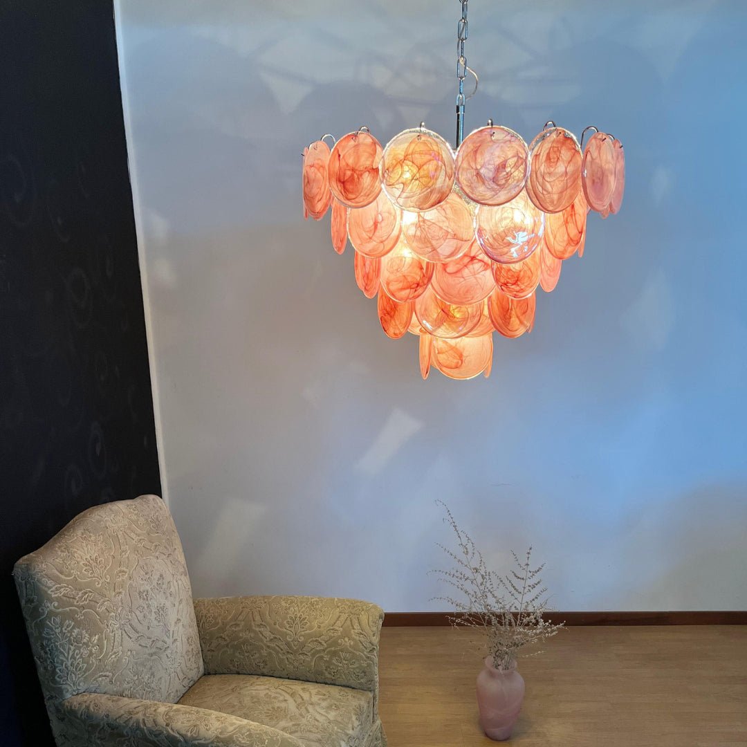 Ault lámpara de araña rosa Murano Disc Layered Contemporary