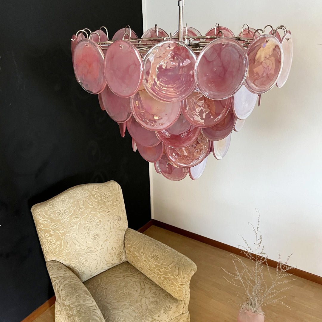 Ault lámpara de araña rosa Murano Disc Layered Contemporary
