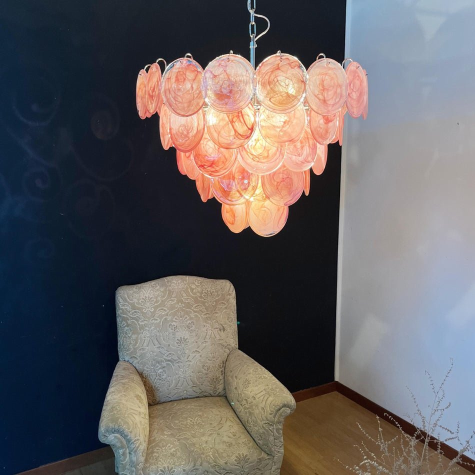 Ault lámpara de araña rosa Murano Disc Layered Contemporary