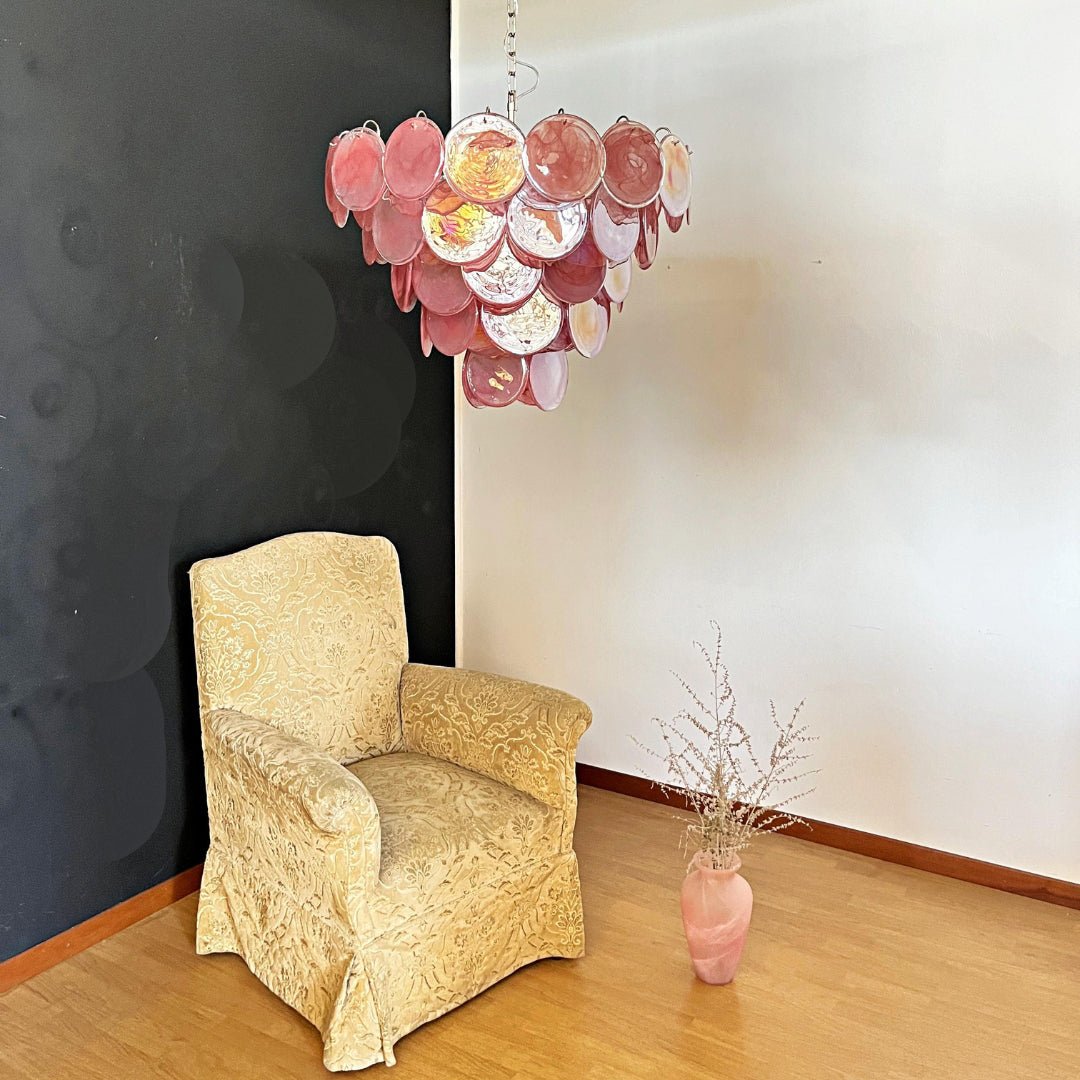 Ault lámpara de araña rosa Murano Disc Layered Contemporary