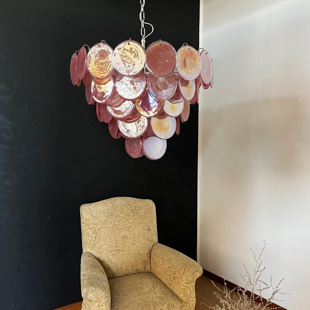 Ault lámpara de araña rosa Murano Disc Layered Contemporary