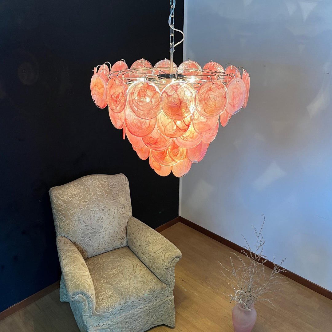 Ault lámpara de araña rosa Murano Disc Layered Contemporary