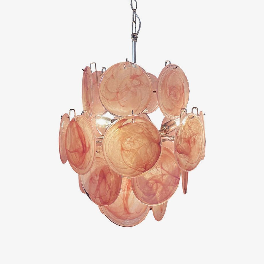 Celisaria lámpara de araña de vidrio Murano rosa vintage con encanto