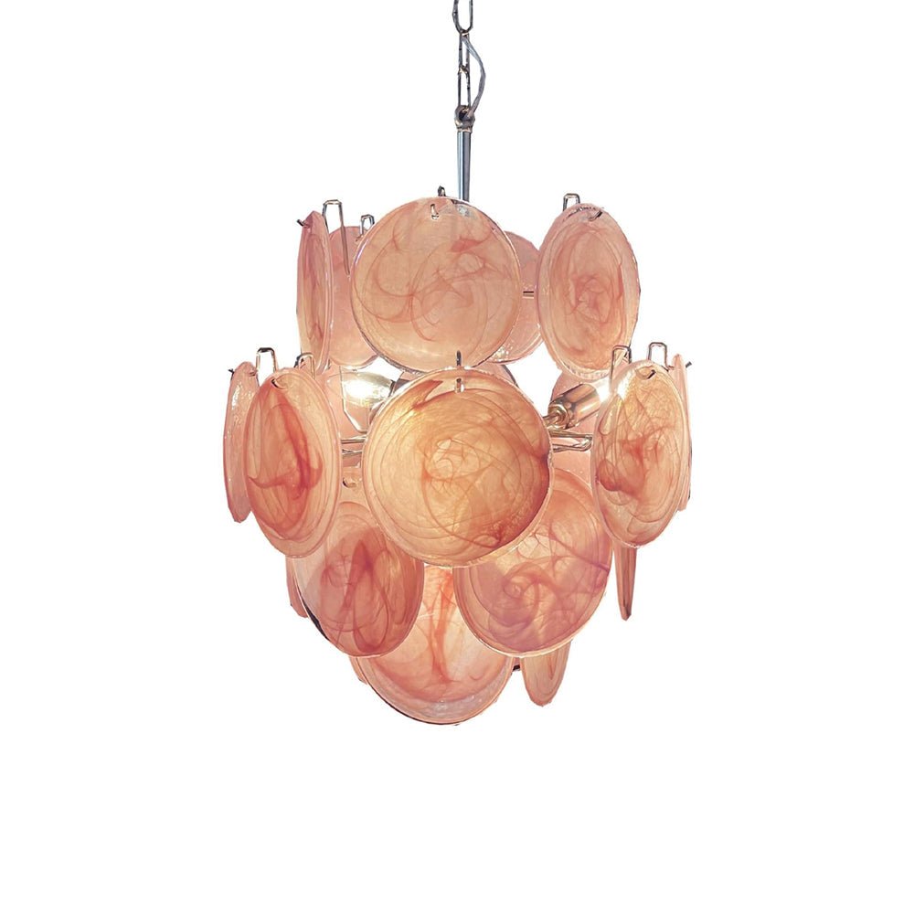 Celisaria lámpara de araña de vidrio Murano rosa vintage con encanto