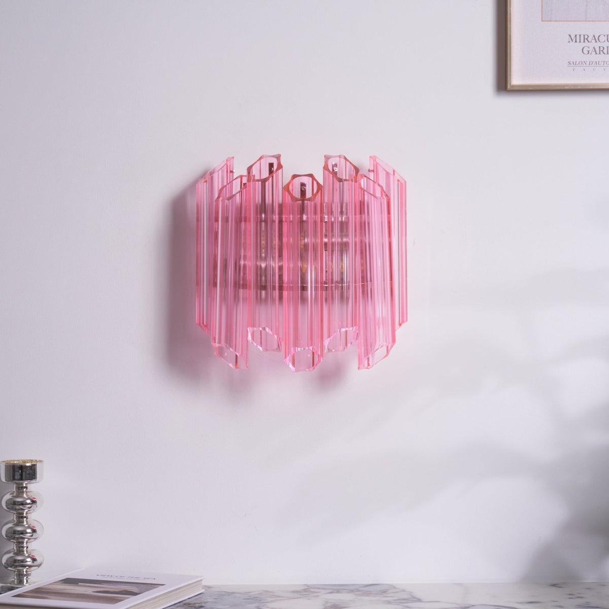 Aurora aplique de pared Tubo de vidrio Murano rosa