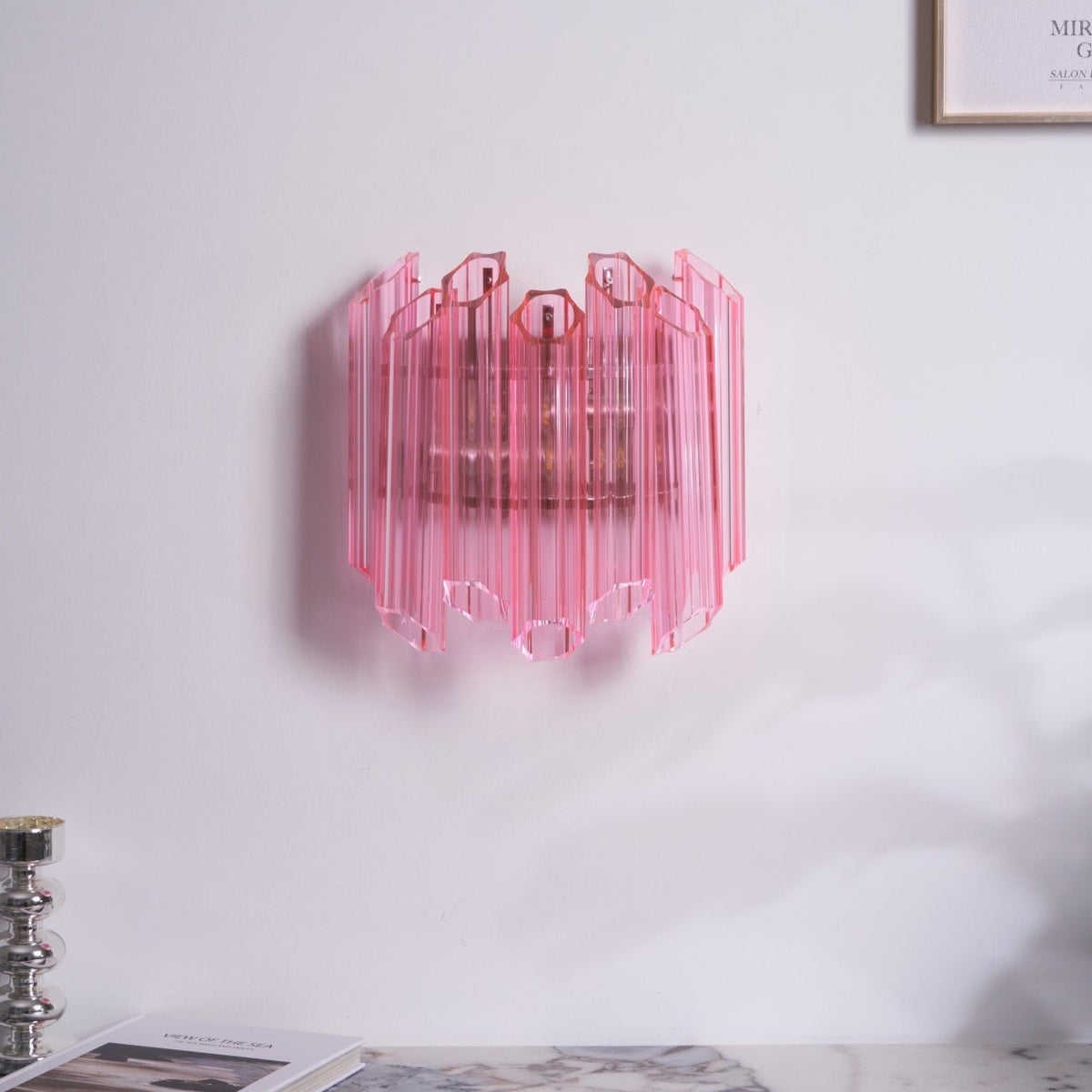 Aurora aplique de pared Tubo de vidrio Murano rosa