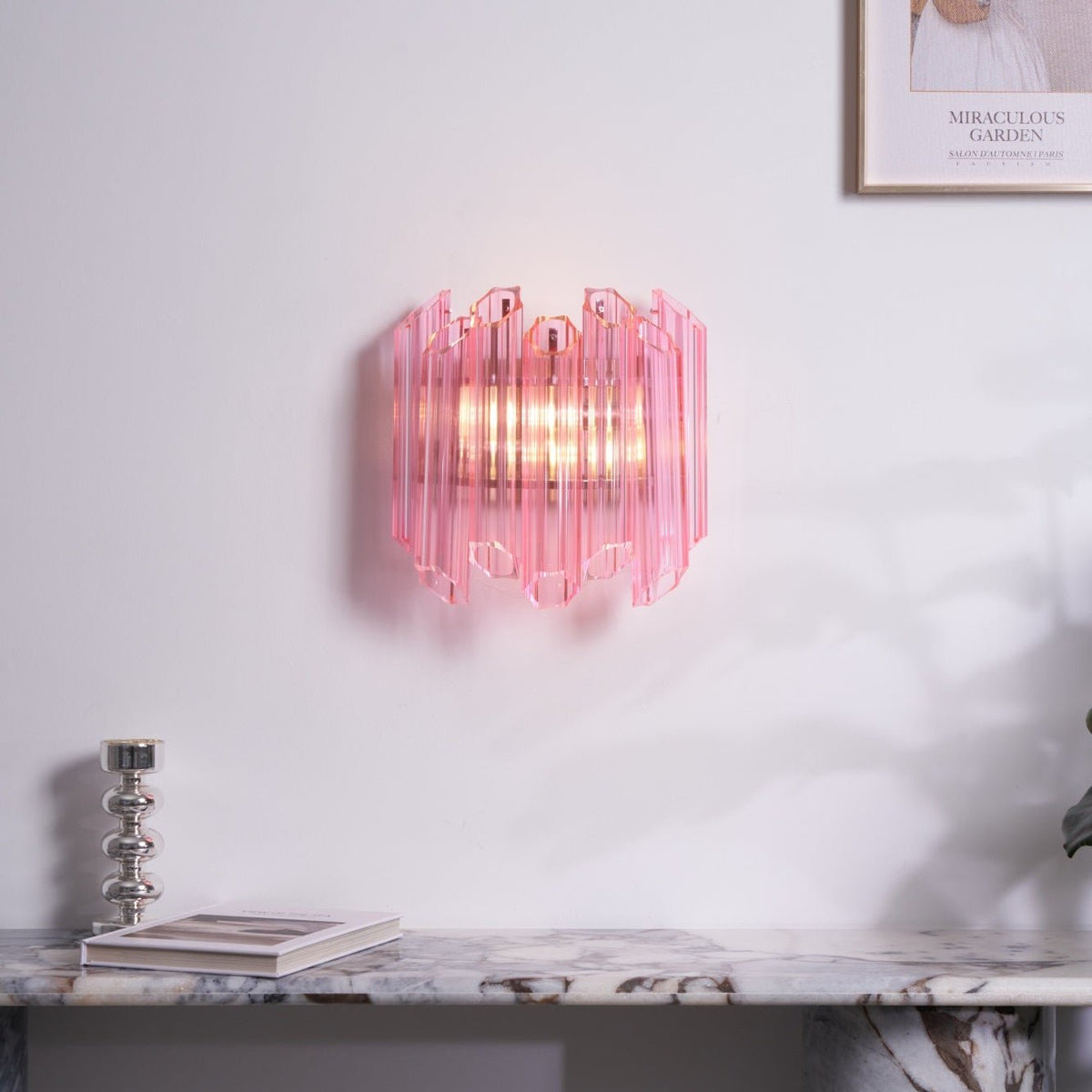Aurora aplique de pared Tubo de vidrio Murano rosa
