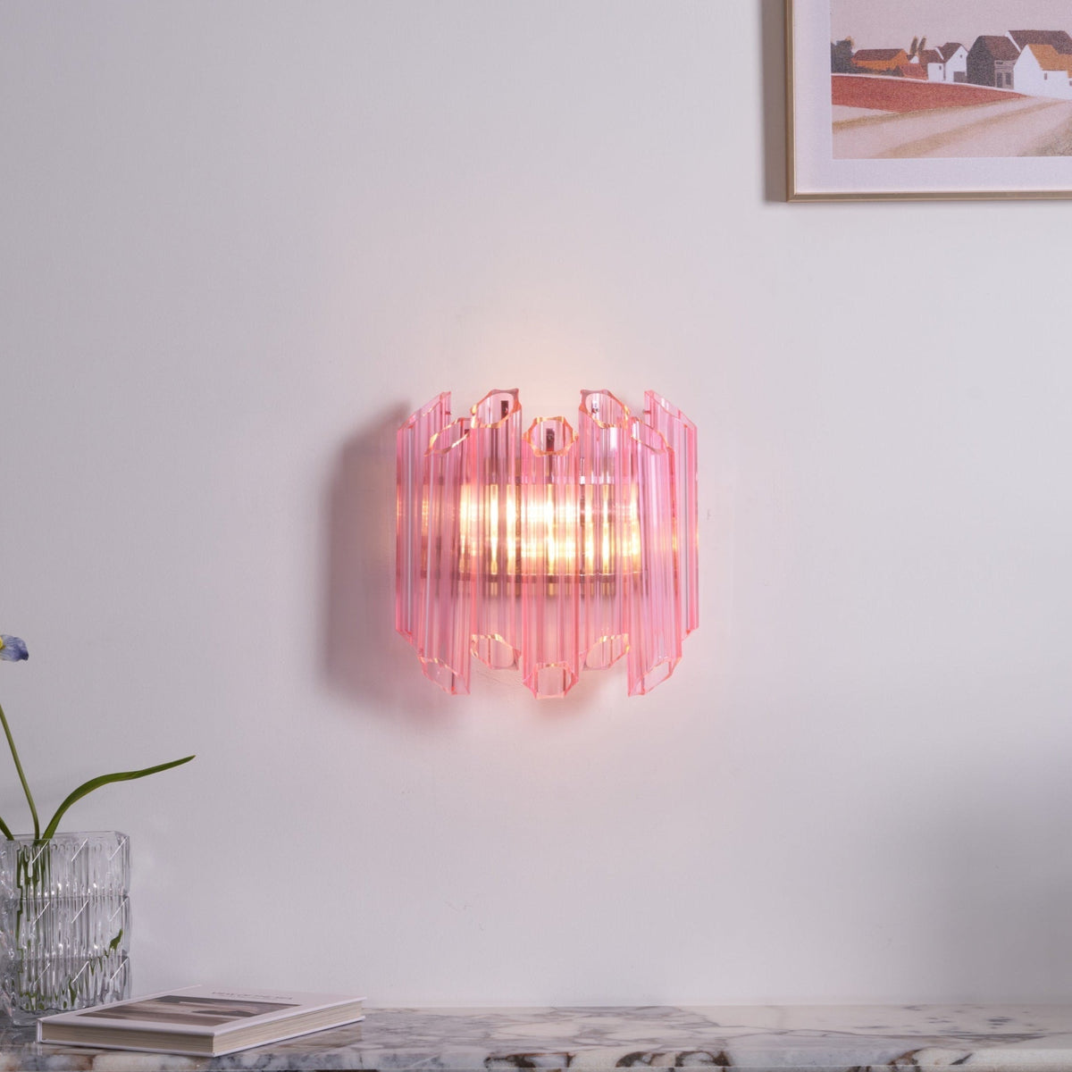 Aurora aplique de pared Tubo de vidrio Murano rosa