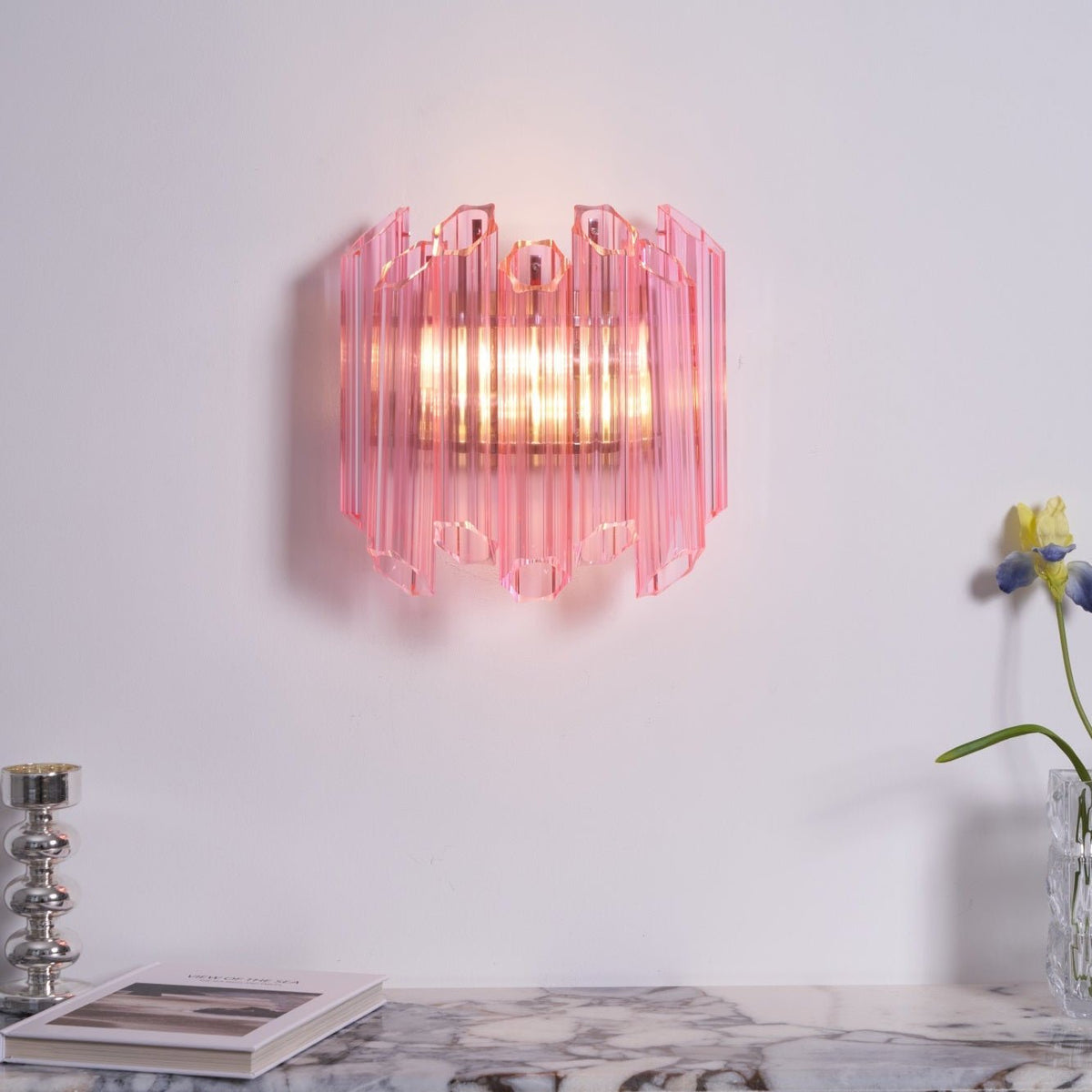 Aurora aplique de pared Tubo de vidrio Murano rosa