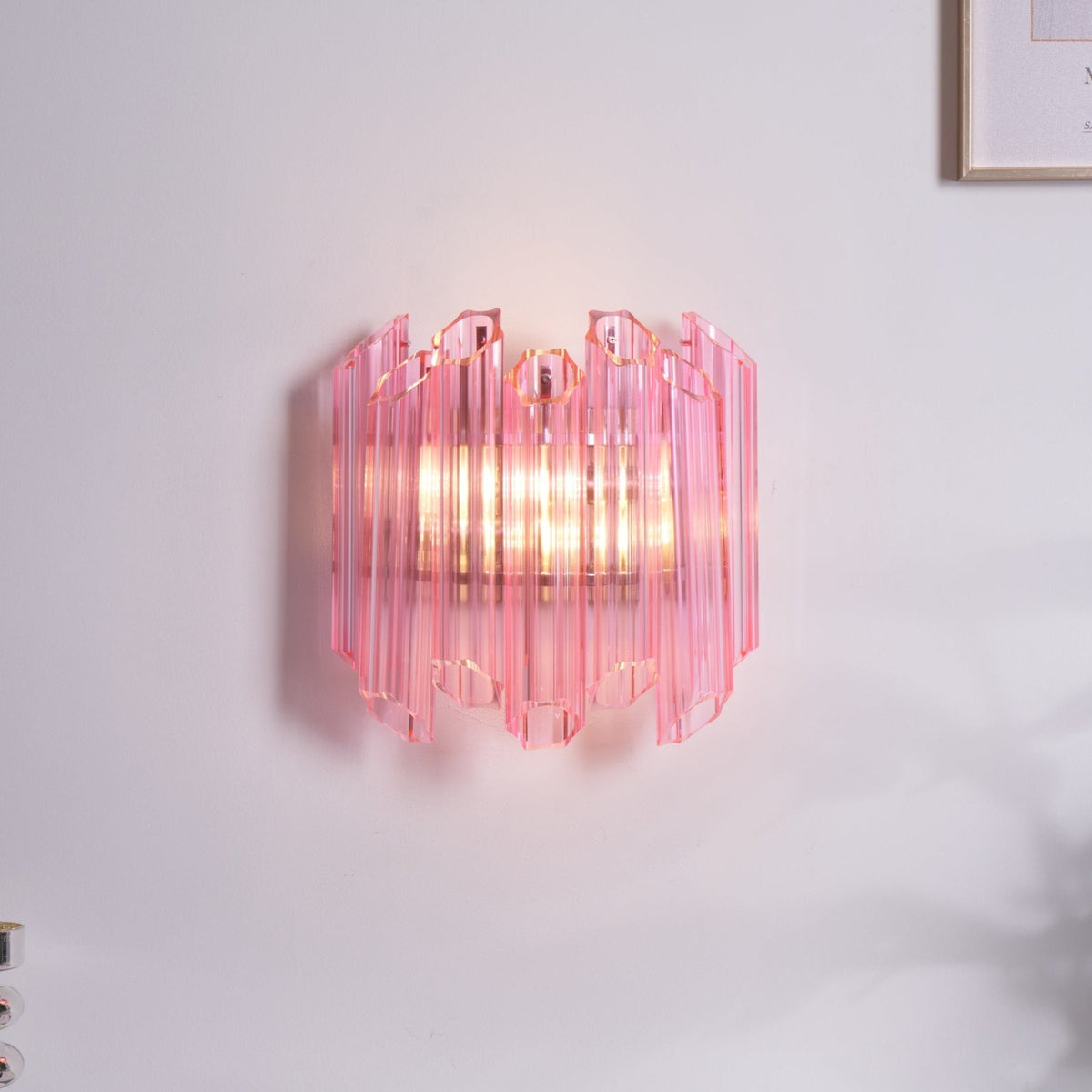 Aurora aplique de pared Tubo de vidrio Murano rosa