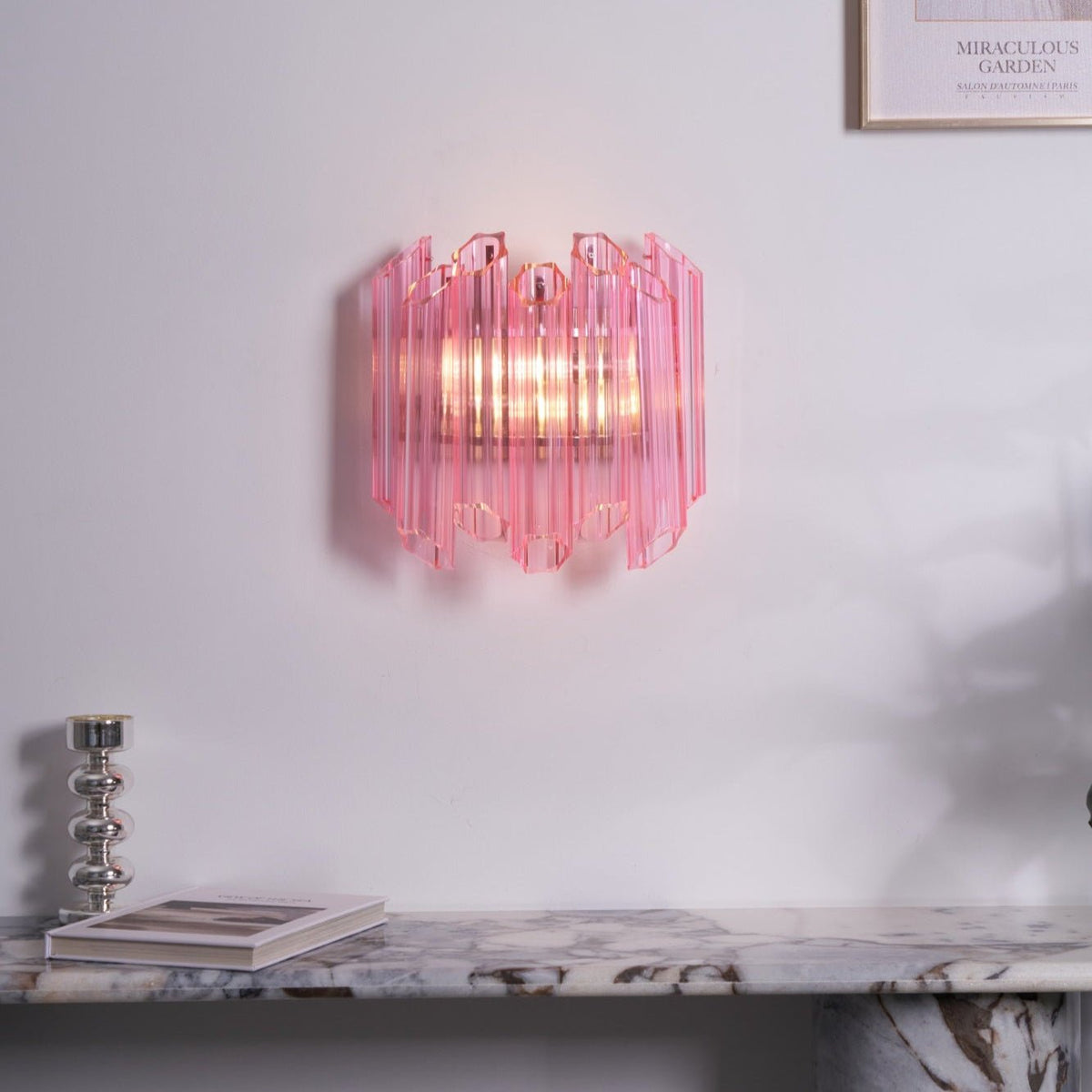 Aurora aplique de pared Tubo de vidrio Murano rosa