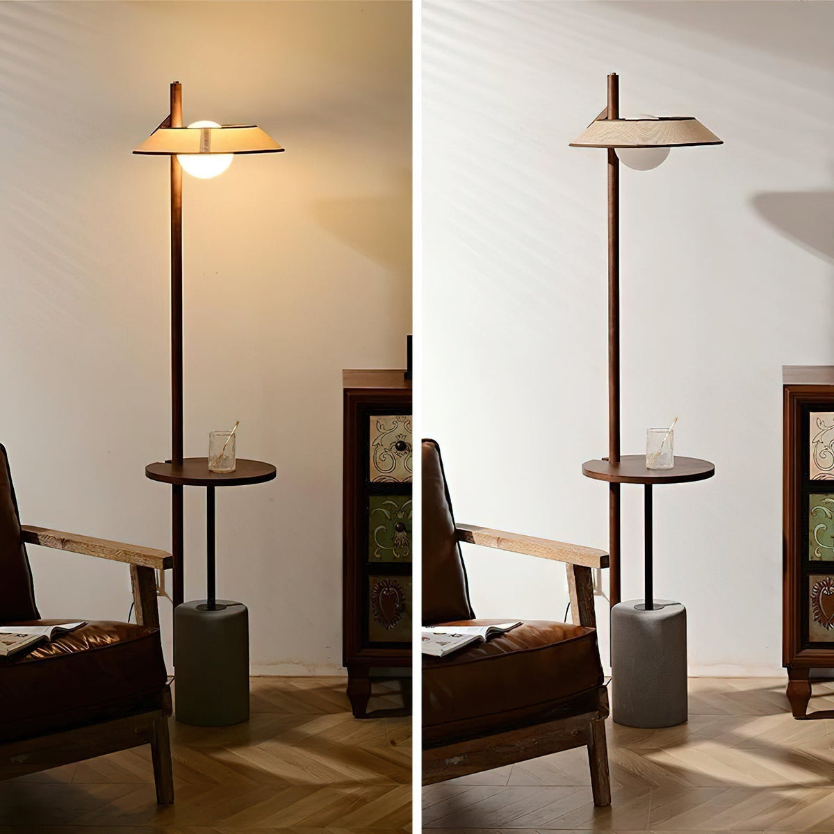 Mirz lámpara de pie minimalista de madera de nogal
