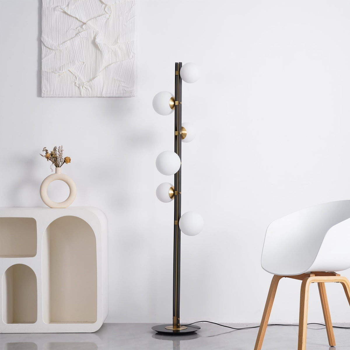 Eireneria lámpara de pie elegante de vidrio