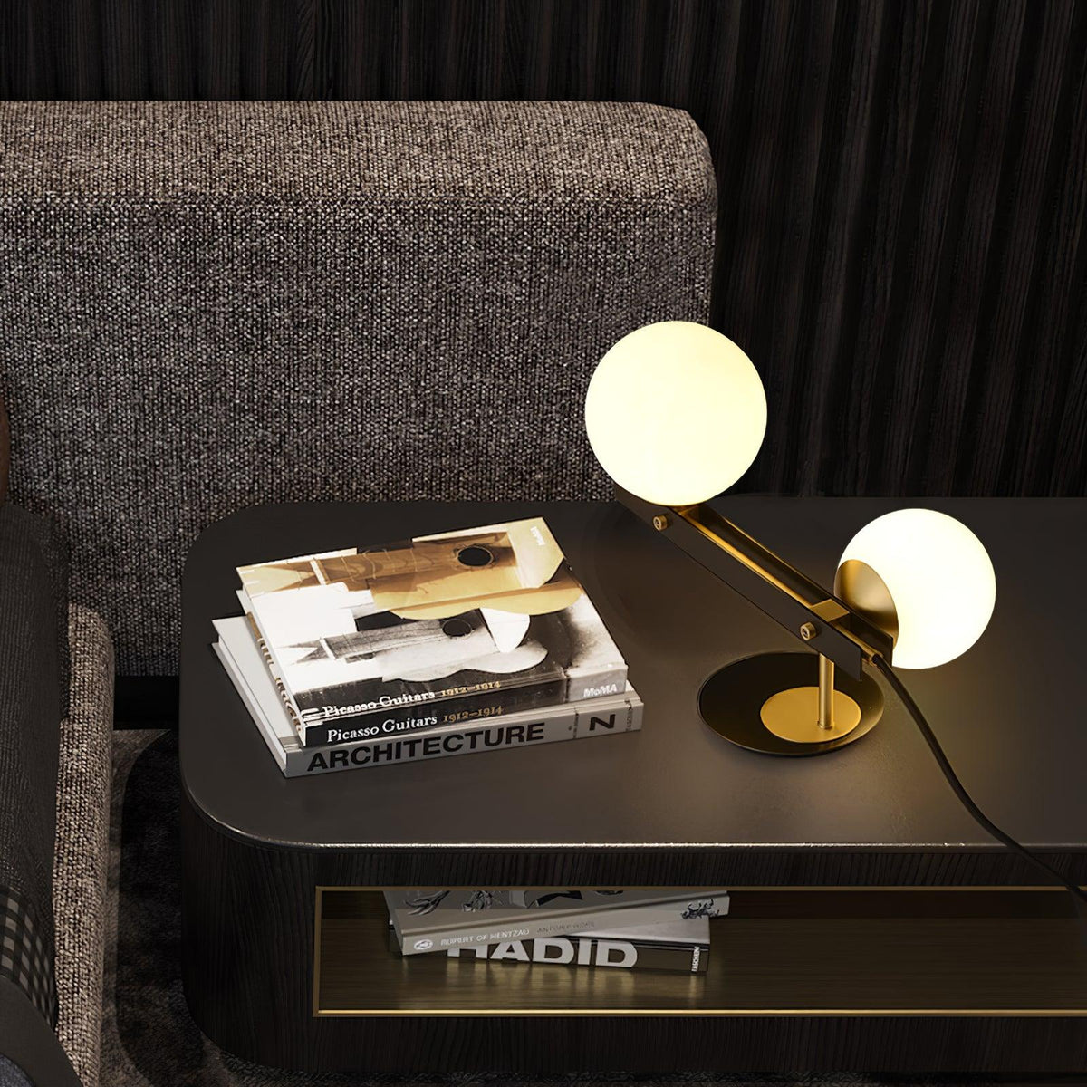 Veloella lámpara de mesa contemporánea de vidrio