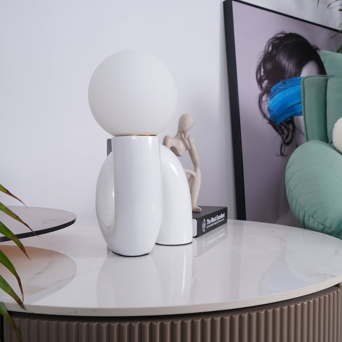 Soreeon lámpara de mesa de estilo lúdico N Shape todo en blanco