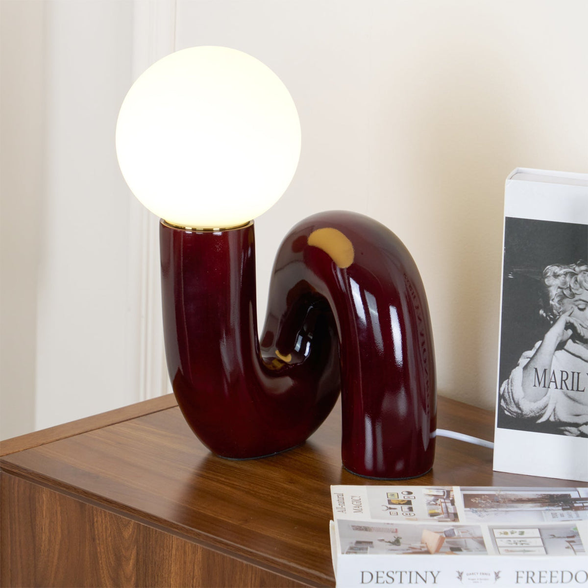 Soreeon lámpara de mesa de estilo lúdico N Shape todo en blanco