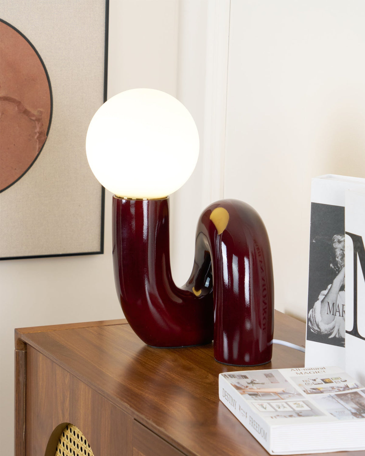 Soreeon lámpara de mesa de estilo lúdico N Shape todo en blanco