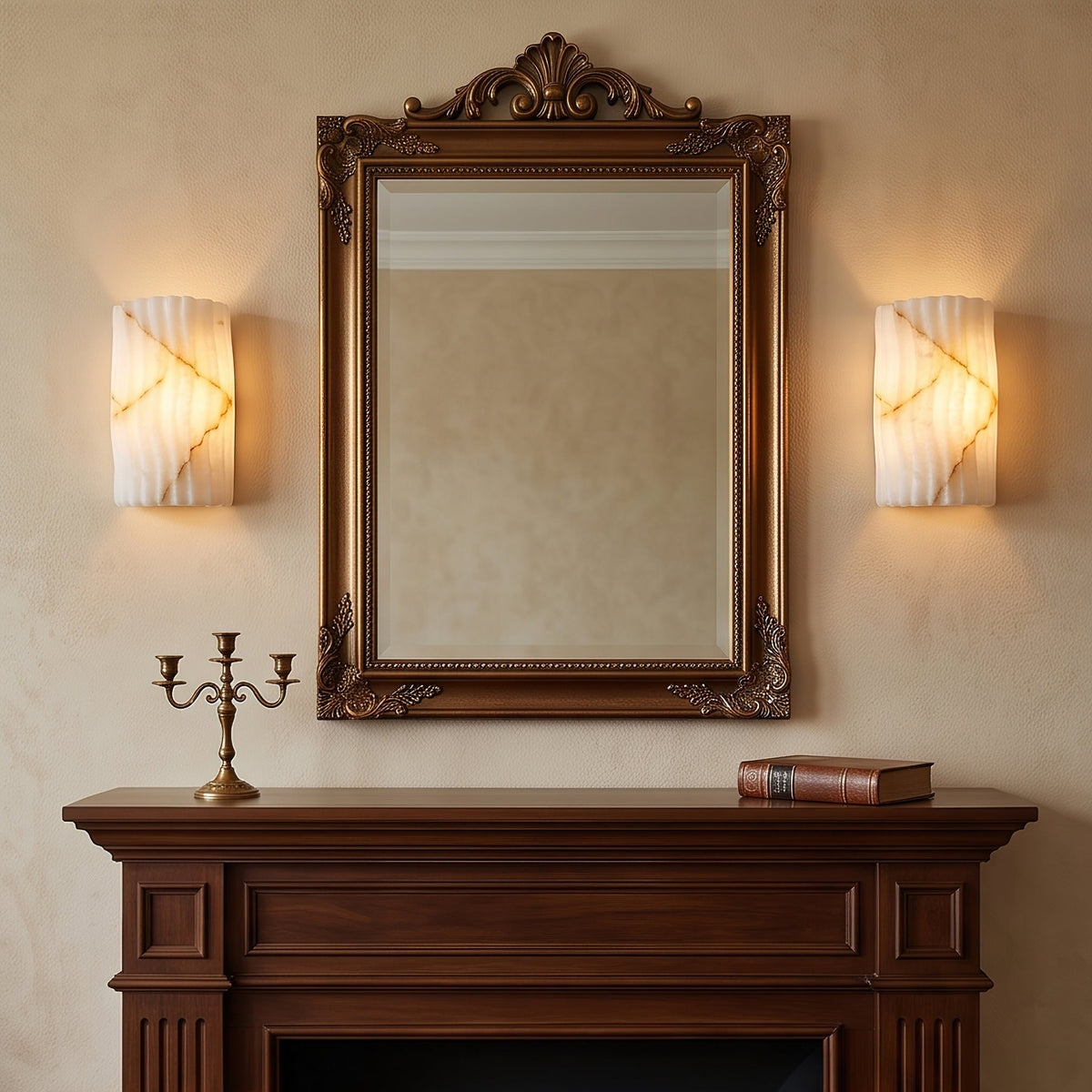 Fluted aplique de pared alabastro