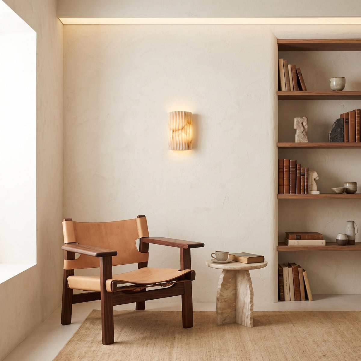 Fluted aplique de pared alabastro