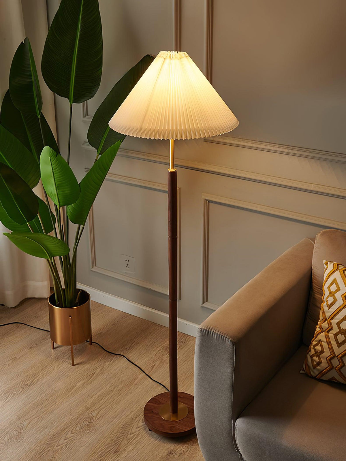 Syleina lámpara de pie minimalista de madera