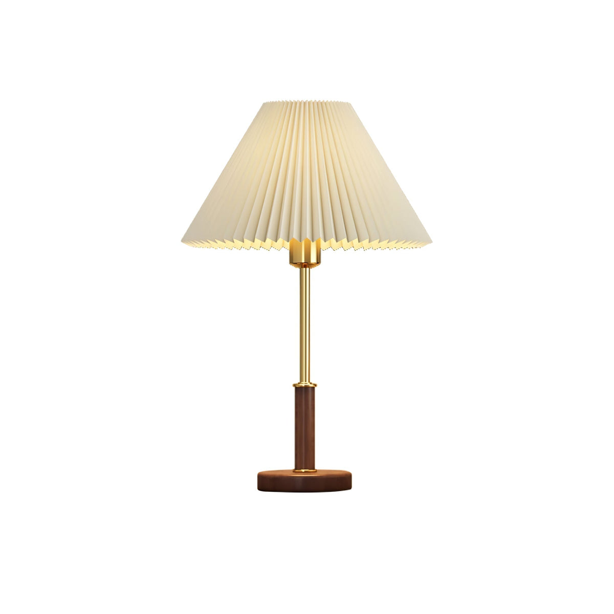 Fiora lámpara de mesa plisada de nogal