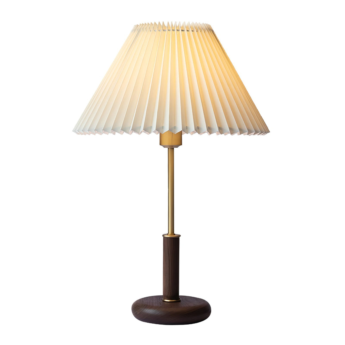 Fiora lámpara de mesa plisada de nogal