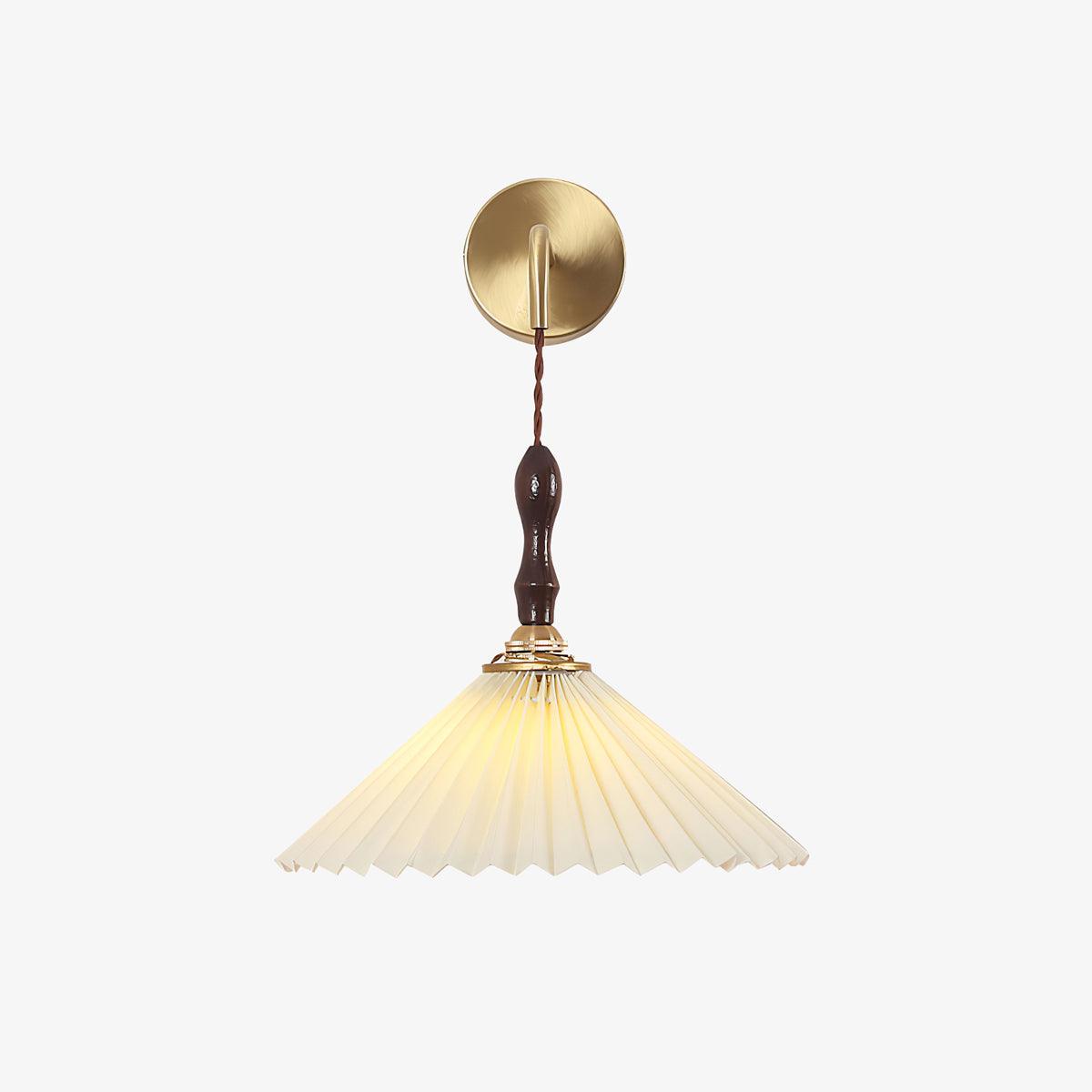 Mordan aplique de pared de madera de nogal con pantalla plisada elegancia Premium