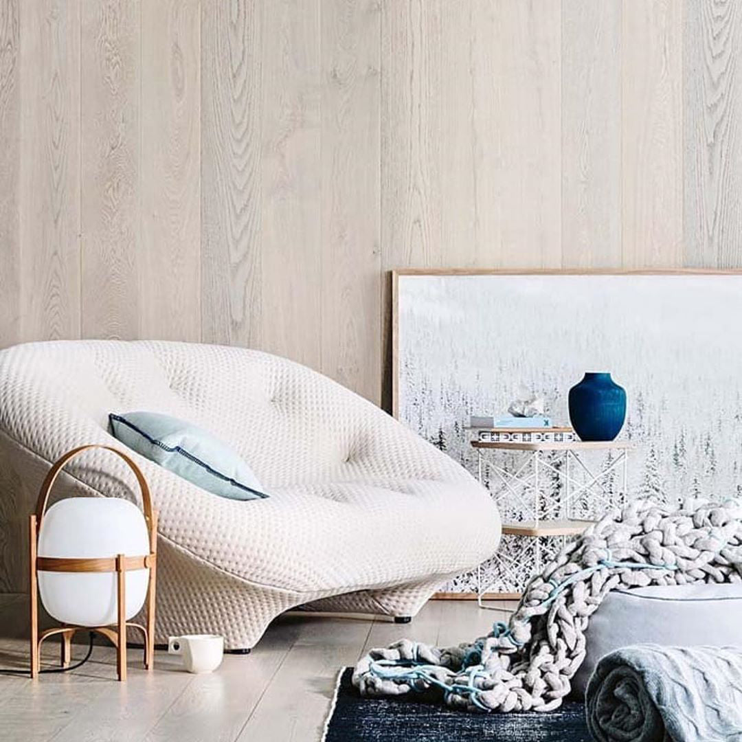 Lethra lámpara de mesa de madera y vidrio