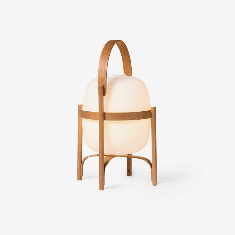 Lethra lámpara de mesa de madera y vidrio