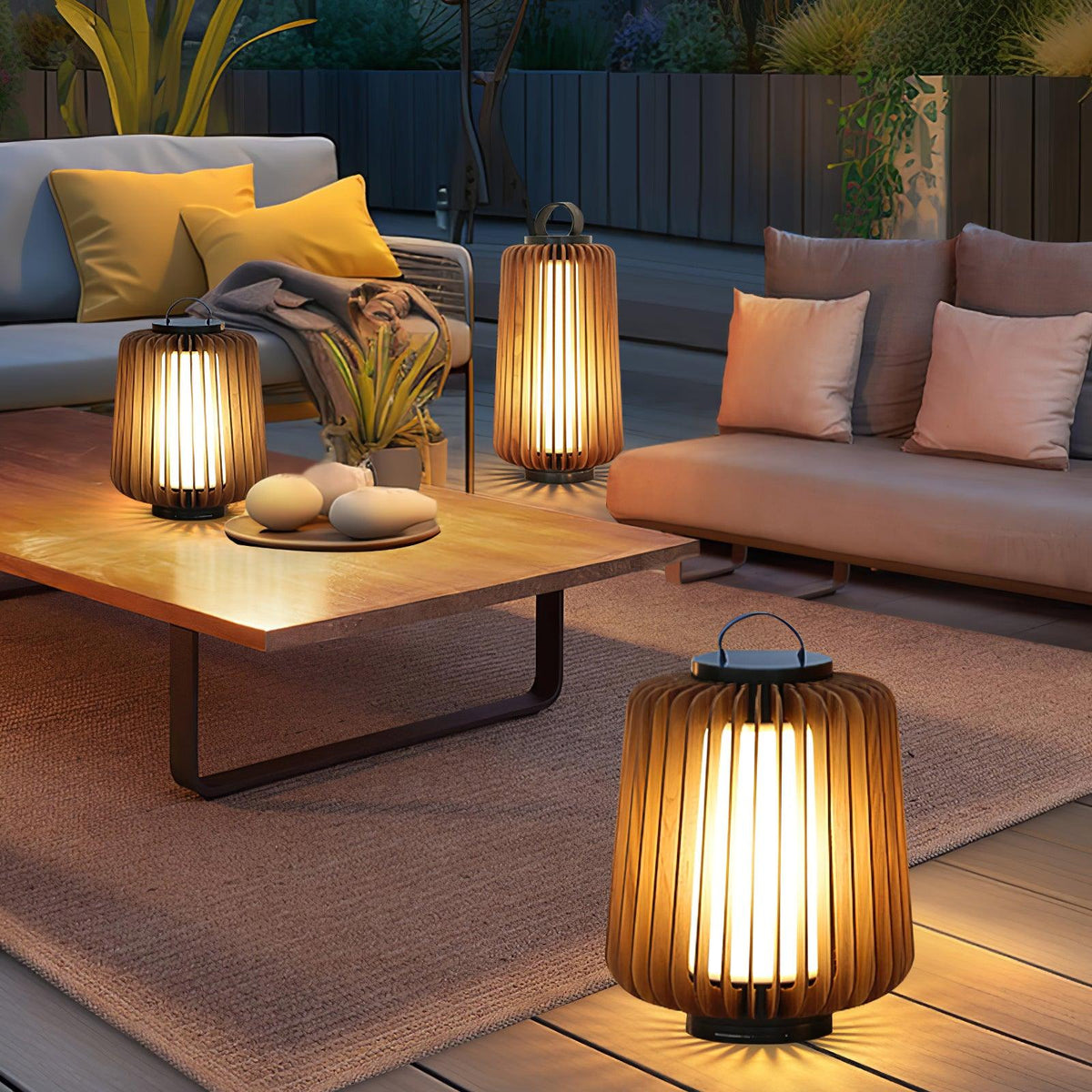 Elvelian luminaria exterior portátil recargable de madera