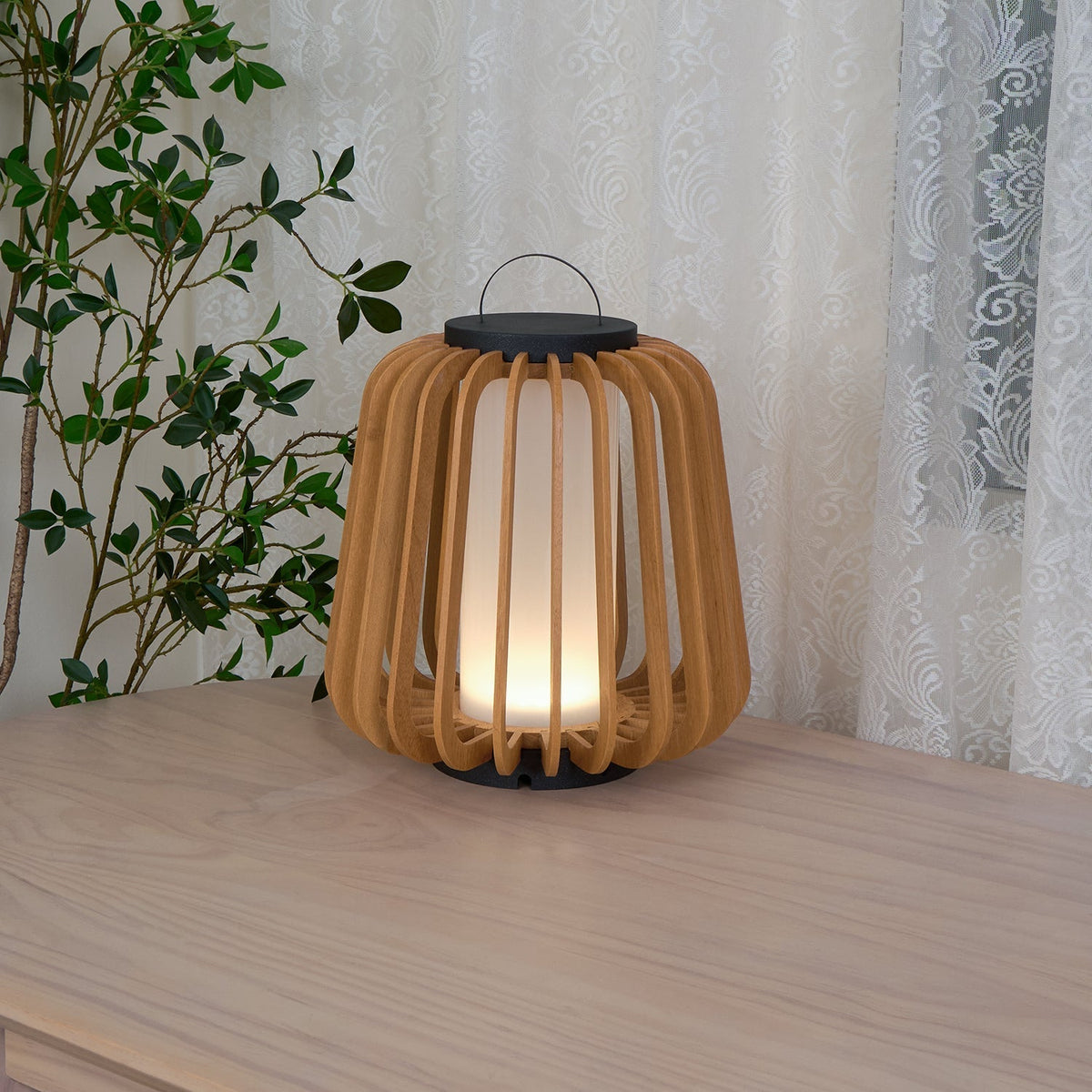 Elvelian luminaria exterior portátil recargable de madera