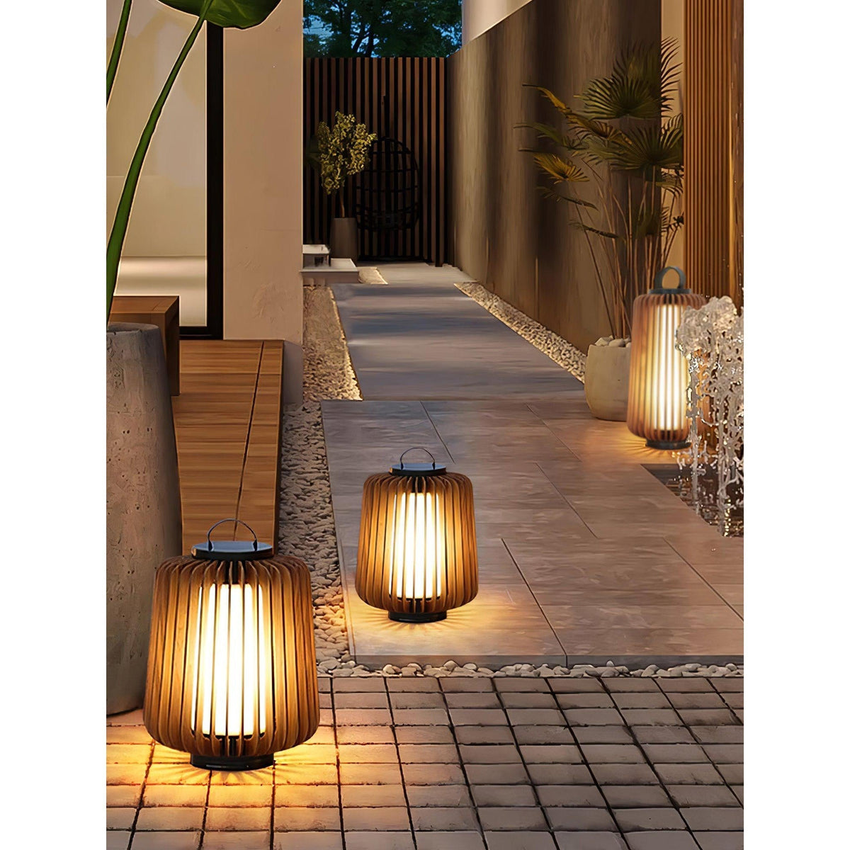 Slat luminaria exterior de mesa
