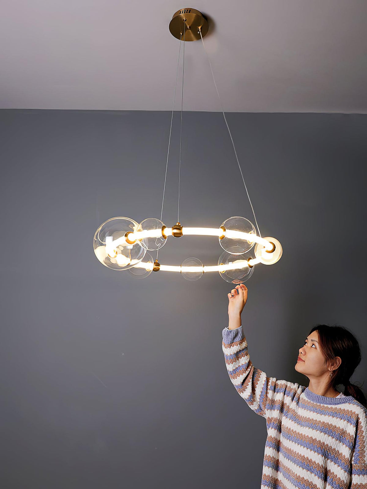 Cera lámpara de araña Bubble transparente Ring Contemporary minimalista