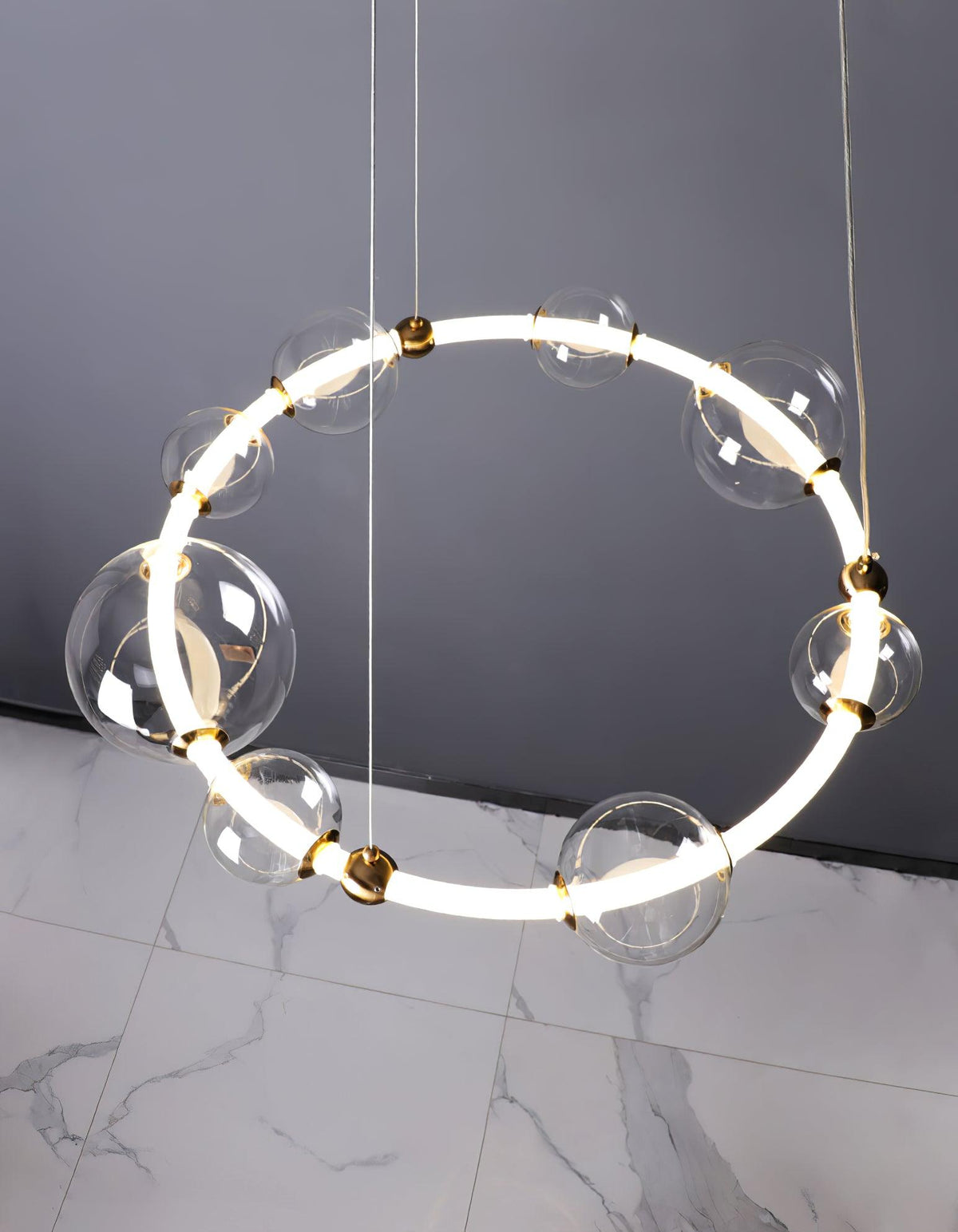 Cera lámpara de araña Bubble transparente Ring Contemporary minimalista