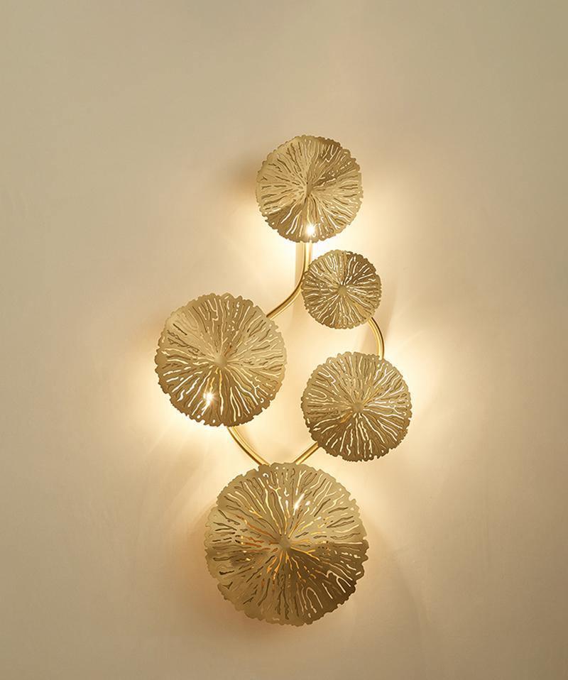 Rylso aplique de pared Lotus Leaf de latón