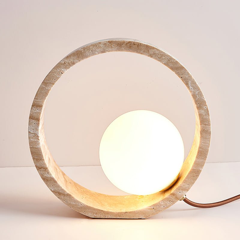 Orzore lámpara de mesa circular de travertino