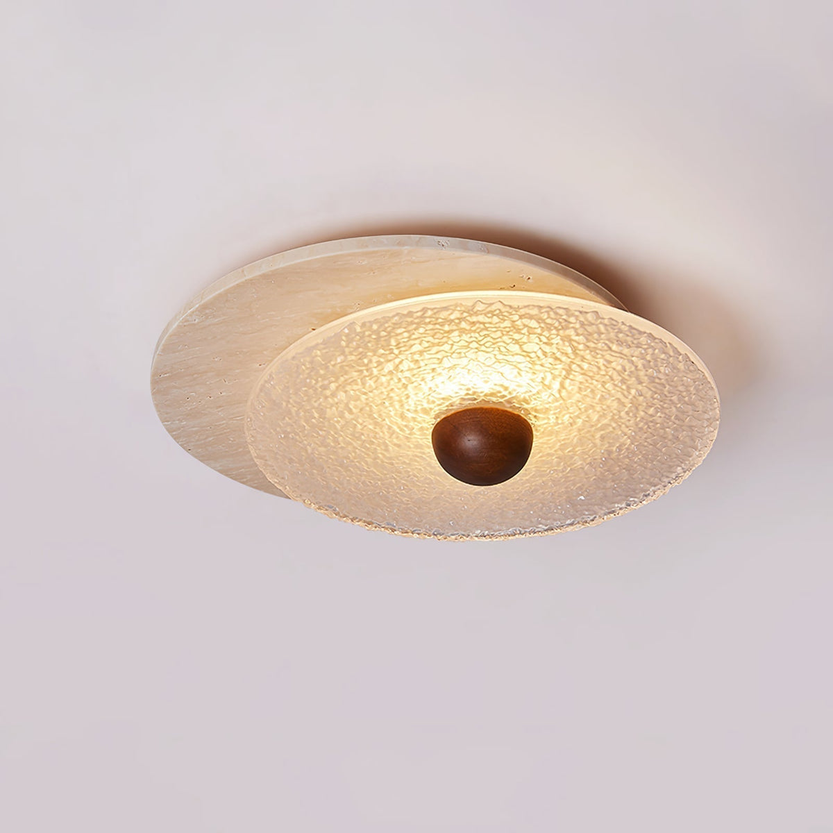 Keth Circular aplique de pared / lámpara de techo de travertino