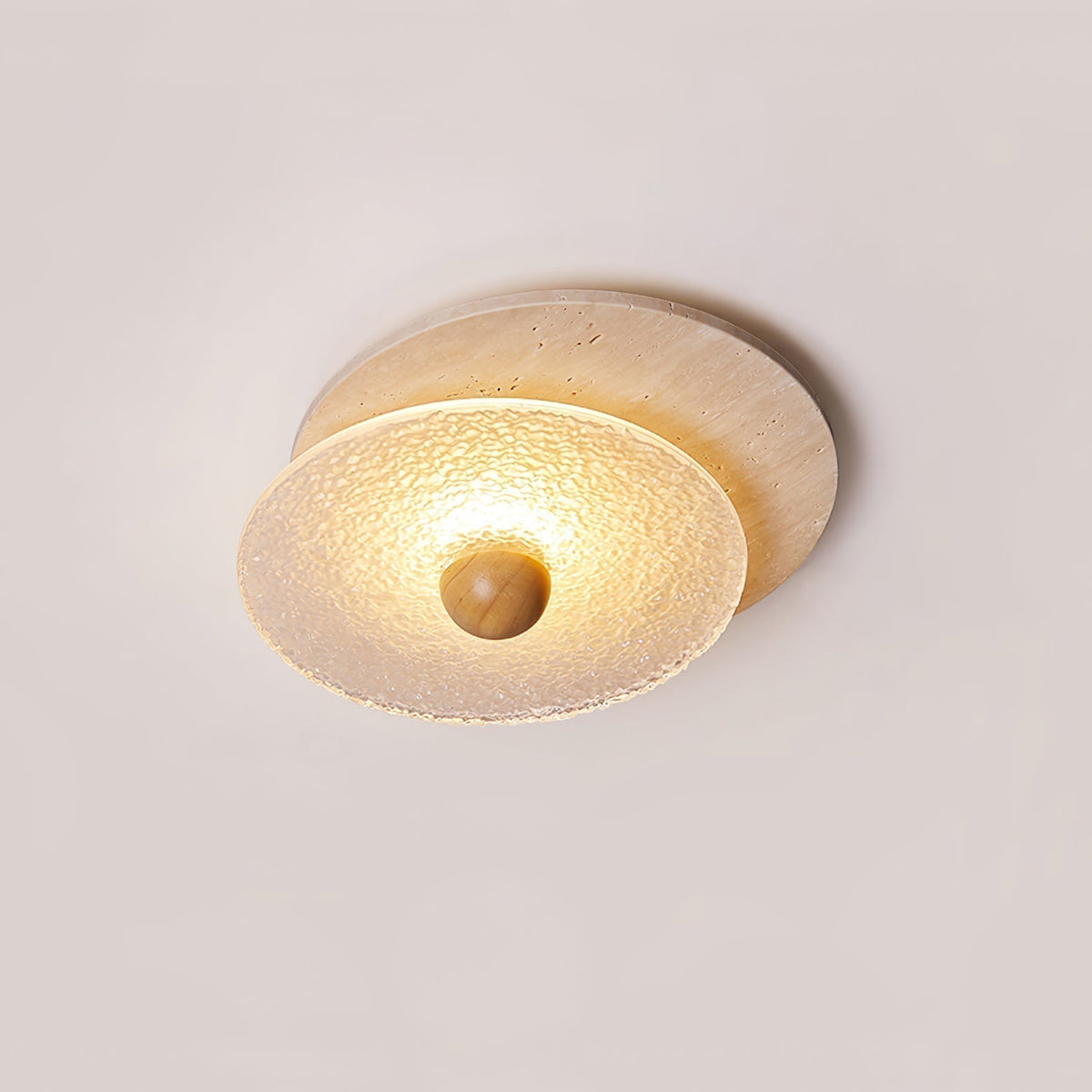 Keth Circular aplique de pared / lámpara de techo de travertino