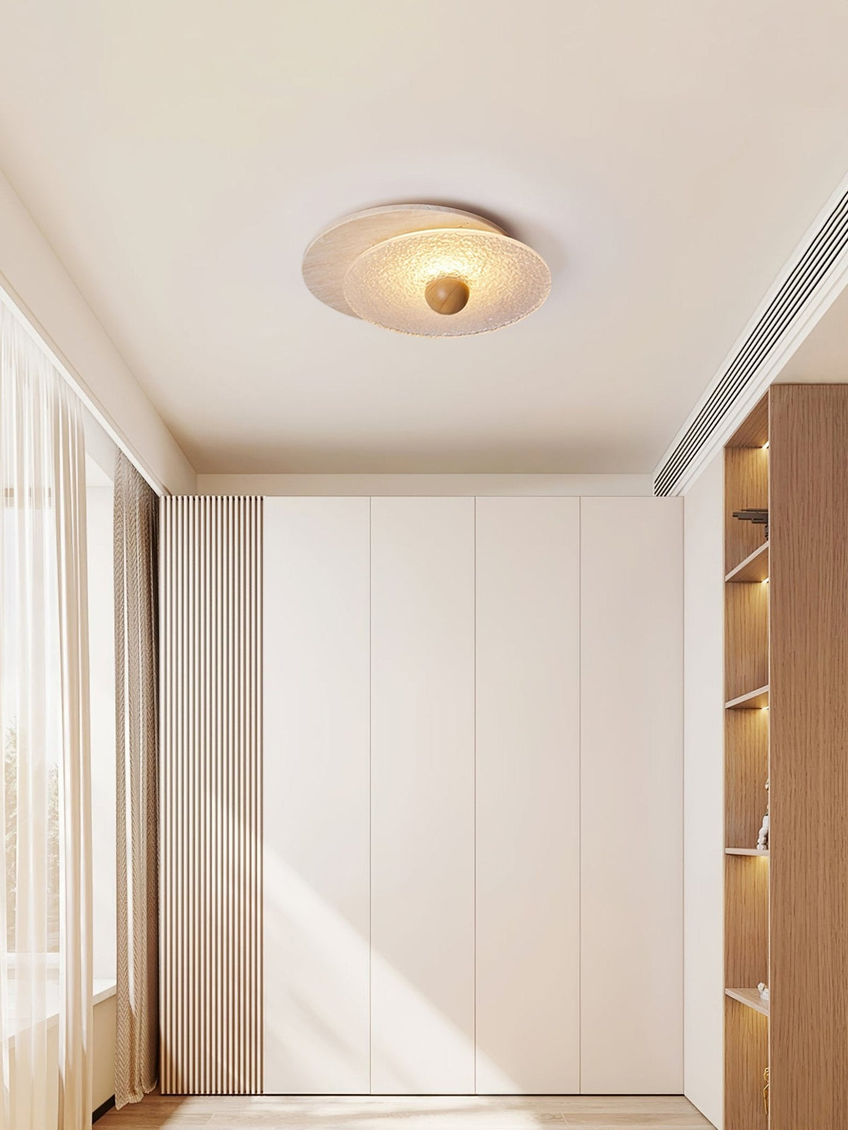 Keth Circular aplique de pared / lámpara de techo de travertino